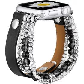   Mybandz 13457 apple watch gyöngyös bőróraszíj- fekete /40/41 és 42 mm