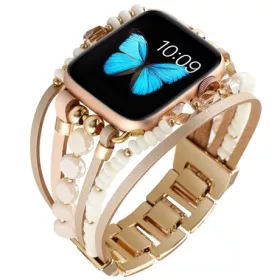   Mybandz 667034 apple watch gyöngyös karkötő szíj-púder-arany/38/40/41/42 mm