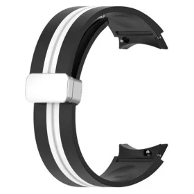   Mybandz 41675 csíkos szilikon óraszíj galaxy watch 4-5 /fekete-fehér/ 20mm