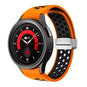   Mybandz 41719 lélegző mágneszáras szilikon óraszíj galaxy watch 5-6-7 /narancs-fekete 20mm