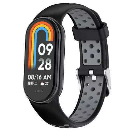 Mybandz 19011 mi band 8-lélegző szilikon óraszíj/fekete-szürke