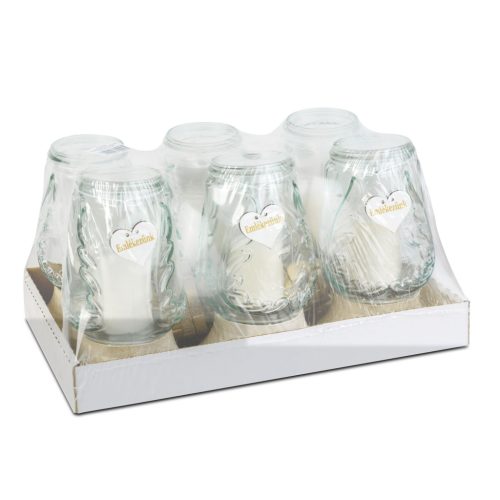 Üveg mécses - műanyag kupakkal - 26 cm - üveg szín: fehér - arany antik (TW1019)