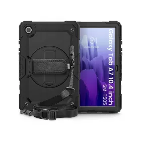   Samsung T500/T505 Galaxy Tab A7 10.4 ütésálló tablet tok 360 fokos védelemmel,  4H kijelzővédő üveggel - Tech-Protect Solid - fekete (ECO csomagolás)