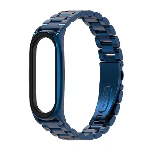 Xiaomi Mi Smart Band 5/Mi Smart Band 6 aktivitásmérőhöz fém szíj rozsdamentes acélból - kék