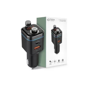   Bluetooth FM-transmitter/szivargyújtó töltő - USB +Type-C + MP3 + TF/microSD    kártyaolvasó + QC3.0 - C72 Pro Car Charger FM-Transmitter - fekete