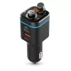 Bluetooth FM-transmitter/szivargyújtó töltő - USB +Type-C + MP3 + TF/microSD    kártyaolvasó + QC3.0 - C72 Pro Car Charger FM-Transmitter - fekete