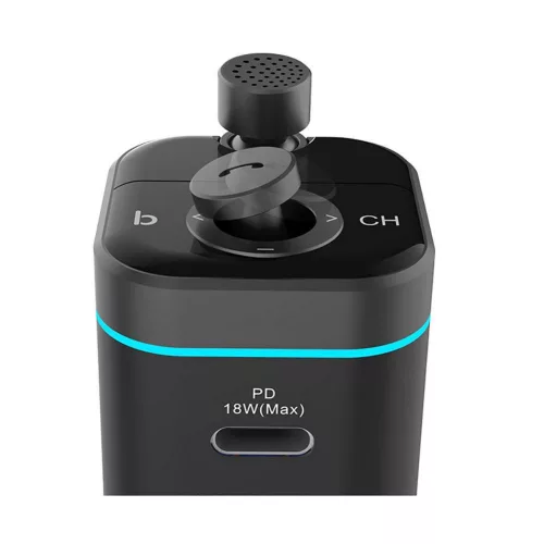 Bluetooth FM-transmitter/szivargyújtó töltő - USB +Type-C + MP3 + TF/microSD    kártyaolvasó + QC3.0 - C72 Pro Car Charger FM-Transmitter - fekete