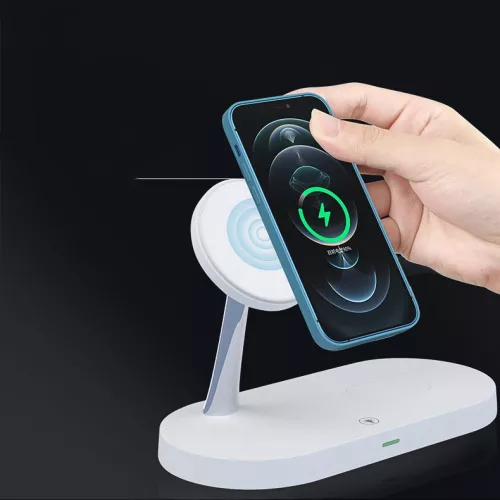 Tech-Protect Qi univerzális vezeték nélküli töltő állomás - 15W - Tech-Protect  A12 3in1 Wireless Charger for Phone + Watch + Earphone - fehér