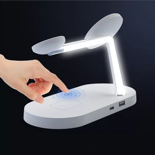 Tech-Protect Qi univerzális vezeték nélküli töltő állomás - 15W - Tech-Protect  A12 3in1 Wireless Charger for Phone + Watch + Earphone - fehér