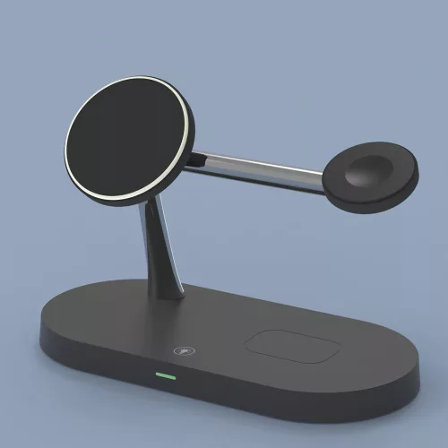Tech-Protect Qi univerzális vezeték nélküli töltő állomás - 15W - Tech-Protect  A12 3in1 Wireless Charger for Phone + Watch + Earphone - fekete