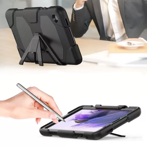 Samsung T220/T225 Galaxy Tab A7 Lite 8.7 ütésálló tablet tok 360 fokos          védelemmel, kijelzővédő üveggel - Tech-Protect Survive - fekete (ECO csomagolás)