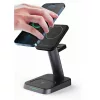 Tech-Protect Qi univerzális vezeték nélküli töltő állomás - 15W - Tech-Protect  W68 3in1 Wireless Charger for Phone + Watch + Earphone - fekete