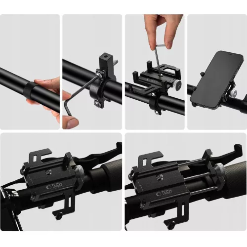 Tech-Protect univerzális kerékpárra / motorkerékpárra szerelhető fém telefontartó - Tech-Protect V1 Universal Bike Mount - fekete
