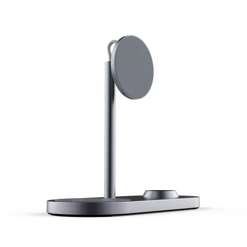 Tech-Protect Qi univerzális vezeték nélküli töltő állomás - 18W - Tech-Protect  A22 3in1 Wireless Charger for Phone + Watch + Earphone - szürke
