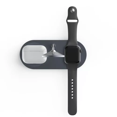 Tech-Protect Qi univerzális vezeték nélküli töltő állomás - 18W - Tech-Protect  A22 3in1 Wireless Charger for Phone + Watch + Earphone - szürke