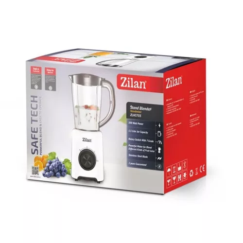 Zilan ZLN3703 Turmixgép - 1.5L - 2 sebesség - Pulse funkció - 500W - fehér