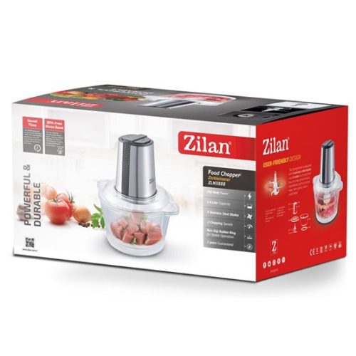 Zilan ZLN3888 Elektromos aprítógép - üvegedény - 1.6L - dupla kés - 300W - ezüst