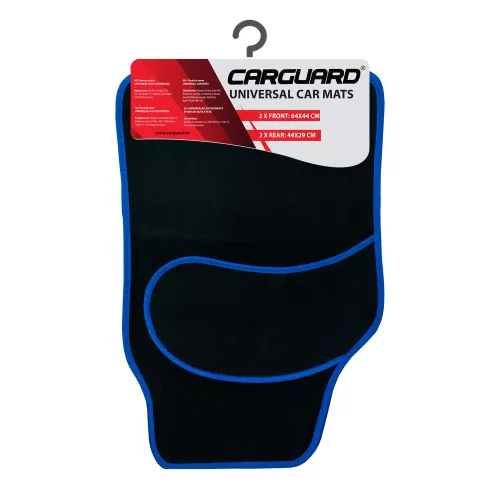 Carguard Univerzális textil autószőnyeg szett - 64 x 44 cm / 44 x 29 cm - fekete, kék (55834A)