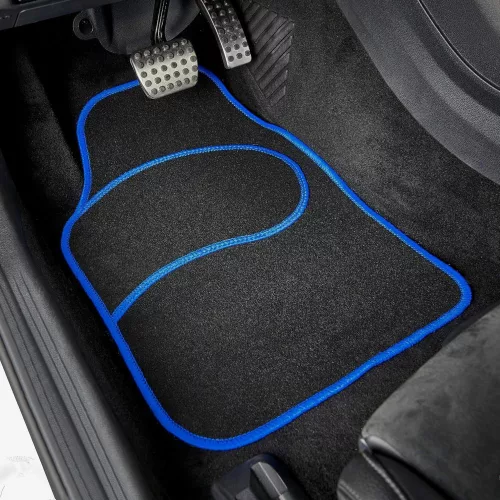 Carguard Univerzális textil autószőnyeg szett - 64 x 44 cm / 44 x 29 cm - fekete, kék (55834A)