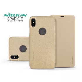   Apple iPhone XS Max oldalra nyíló flipes tok - Nillkin Sparkle Logo - arany