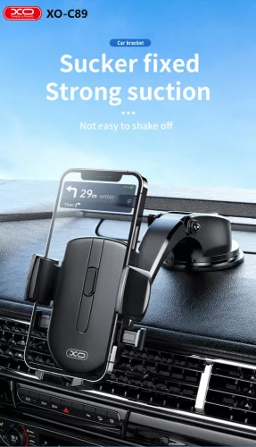 XO univerzális műszerfalra/szélvédőre helyezhető autós tartó 4-7'' méretű készülékhez - XO C89 Center Console Car Holder - fekete