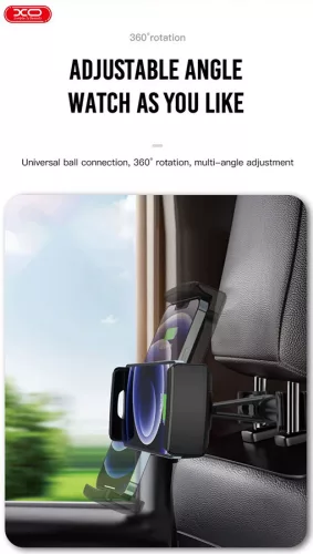 XO univerzális fejtámlára szerelhető telefon/tablet autós tartó 4,7 - 12,9,     méretű készülékekhez - XO C93 Car Rear Seat Tablet Holder - fekete