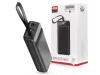 XO univerzális hordozható, asztali akkumulátor töltő - 50.000 mAh - XO PR158 Power Bank - 3xUSB + microUSB + Type-C + Lightning - QC 22.5W TYP-C - PD 20W AFC FCP - fekete
