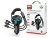 XO Bluetooth FM-transmitter/szivargyújtó töltő - USB + Type-C + MP3/FLAC/APE +  Pendrive/TF-kártyaolvasó - XO BCC07 3in1 Car Charger - fekete