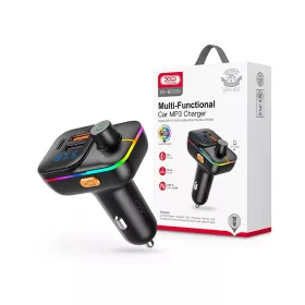   XO Bluetooth FM-transmitter/szivargyújtó töltő - 2xUSB + MP3 + Pendrive         lejátszás + RGB Light + PD25W Fast Charger - XO BCC09 - fekete
