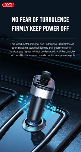 XO Bluetooth FM-transmitter/szivargyújtó töltő - 2xUSB + MP3 + Pendrive         lejátszás - XO BCC10 - fekete