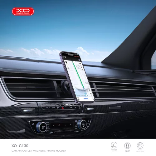 XO univerzális szellőzőrácsba illeszthető mágneses autós tartó - XO C130 Magnetic Air Outlet Phone Holder - fekete