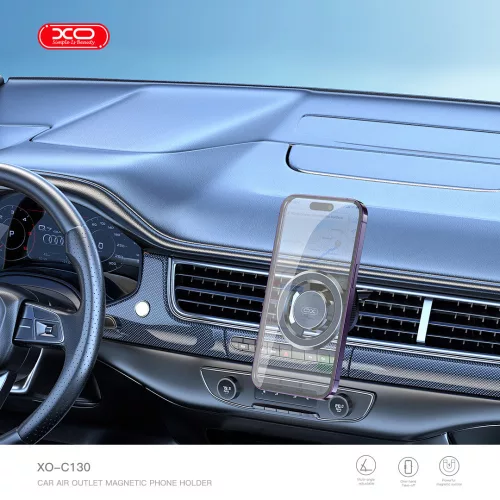 XO univerzális szellőzőrácsba illeszthető mágneses autós tartó - XO C130 Magnetic Air Outlet Phone Holder - fekete
