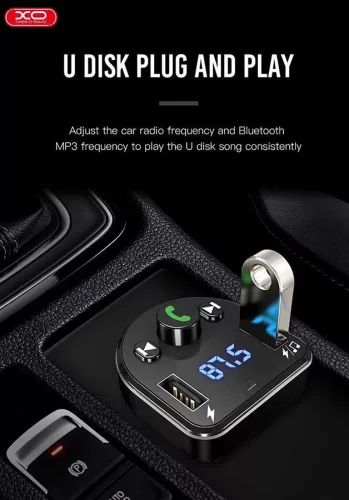XO Bluetooth FM-transmitter/szivargyújtó töltő - 2xUSB + MP3 + FM-rádió - XO    BCC01 - fekete