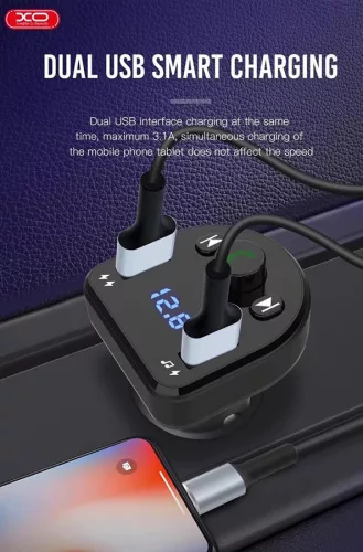XO Bluetooth FM-transmitter/szivargyújtó töltő - 2xUSB + MP3 + FM-rádió - XO    BCC01 - fekete