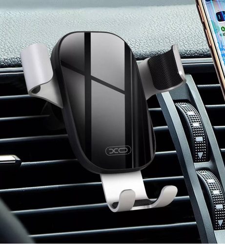 XO univerzális szellőzőrácsba illeszthető autós tartó - XO C37 Car Gravity PhoneStand - fekete/ezüst