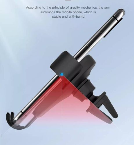 XO univerzális szellőzőrácsba illeszthető autós tartó - XO C37 Car Gravity PhoneStand - fekete/ezüst