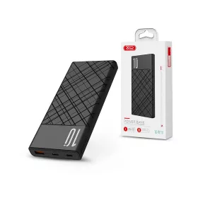   Univerzális hordozható, asztali akkumulátor töltő - XO PR110 Power Bank - USB + Type-C + microUSB + PD + QC3.0 - 10.000 mAh - fekete