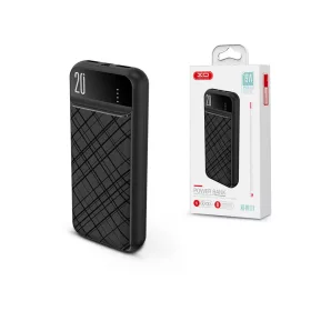   Univerzális hordozható, asztali akkumulátor töltő - XO PR111 Power Bank - 2xUSB + Type-C + microUSB + PD + QC3.0 - 20.000 mAh - fekete