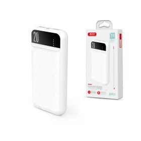   Univerzális hordozható, asztali akkumulátor töltő - XO PR111 Power Bank - 2xUSB + Type-C + microUSB + PD + QC3.0 - 20.000 mAh - fehér