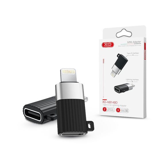 XO Type-C - Lightning adapter - XO NB149D Type-C to Lightning Adapter - 2.4A -  fekete/ezüst