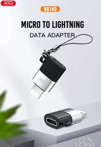XO micro USB - Lightning adapter - XO NB149B Micro to Lightning Adapter - 2.4A - fekete/ezüst