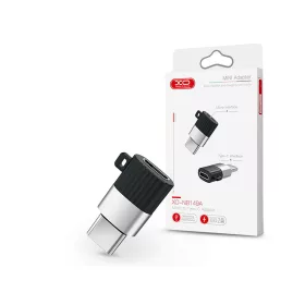   XO micro USB - Type-C adapter - XO NB149A Micro to Type-C Adapter - 2.4A -      fekete/ezüst