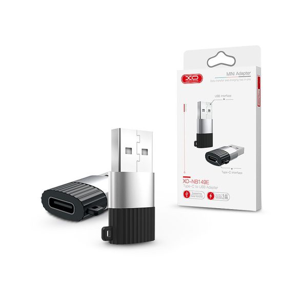 XO Type-C - USB adapter - XO NB149E Type-C to USB Adapter - 2.4A - fekete/ezüst