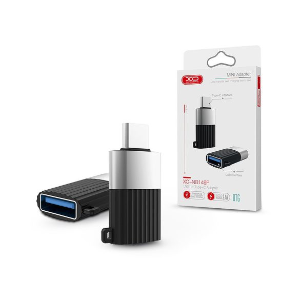 XO USB - Type-C OTG adapter - XO NB149F USB to Type-C Adapter - 2.4A -          fekete/ezüst