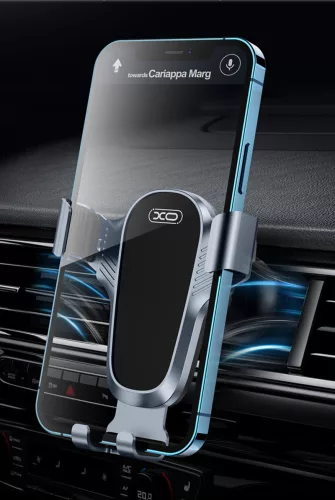 XO univerzális szellőzőrácsba illeszthető autós tartó - XO C86 Car Gravity PhoneHolder - fekete/ezüst