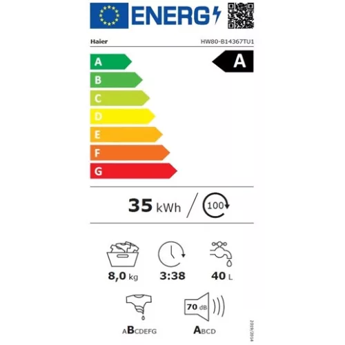 Haier HW80 B14367TU1-S mosógép elöltöltős