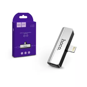   HOCO lightning + 3.5 mm jack adapter egyidőben történő töltéshez és zenehallgatáshoz - 5V/2A - HOCO LS25 - ezüst