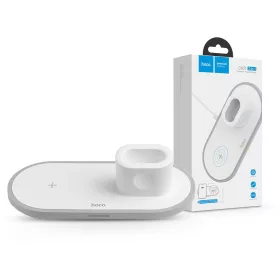   HOCO Qi univerzális vezeték nélküli töltő állomás - 10W - HOCO CW21 Wireless    Fast Charger 3in1 - Qi eszköz/Apple iWatch/TWS Airpods - fehér