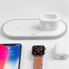 HOCO Qi univerzális vezeték nélküli töltő állomás - 10W - HOCO CW21 Wireless    Fast Charger 3in1 - Qi eszköz/Apple iWatch/TWS Airpods - fehér
