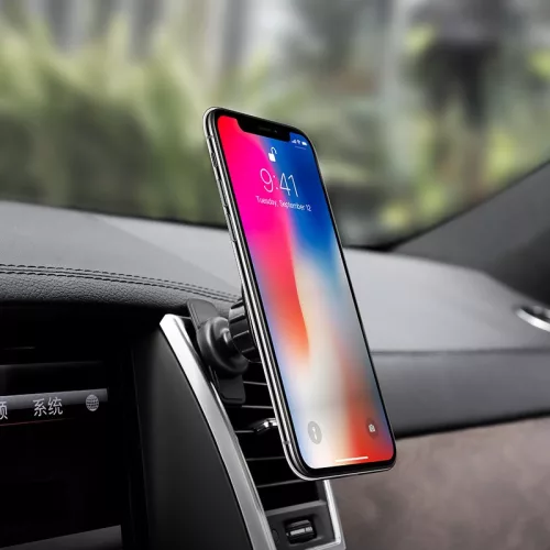 Univerzális szellőzőrácsba illeszthető mágneses PDA/GSM autós tartó - HOCO CA52 Air Outlet In-Car Magnetic Holder - fekete